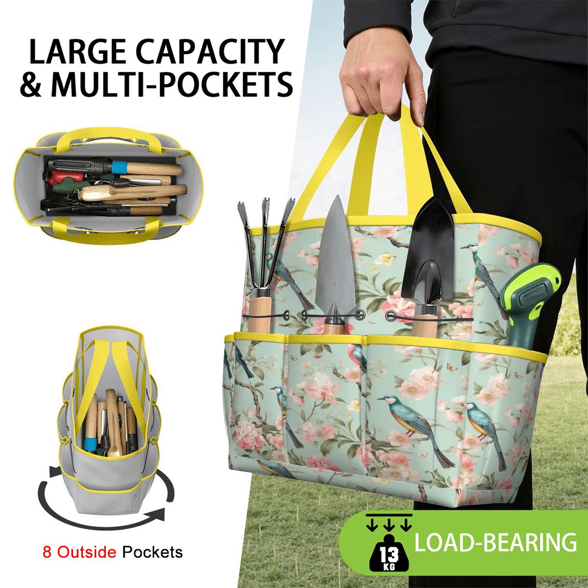 Kate McEnroe New York Chinoiserie Bird and Peony Garden Tool BagGarden Tool Bagw3jDvANHsK