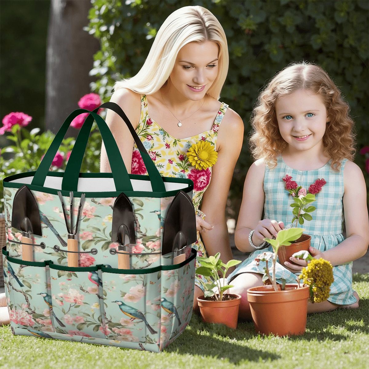 Kate McEnroe New York Chinoiserie Bird and Peony Garden Tool BagGarden Tool Bagw3jDvANHsK