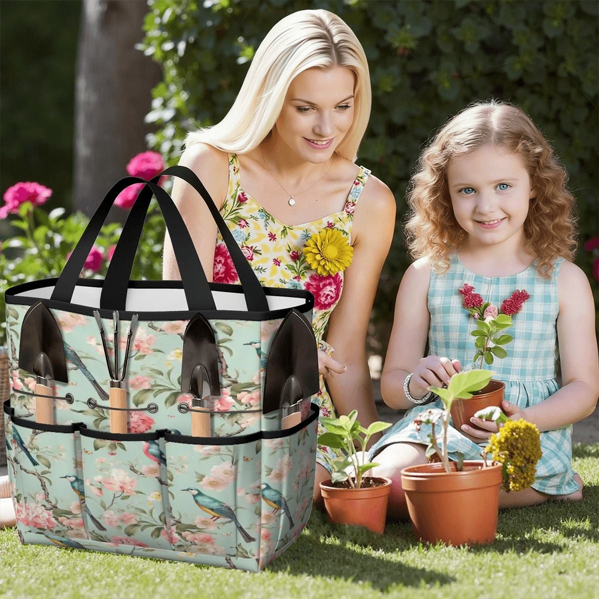 Kate McEnroe New York Chinoiserie Bird and Peony Garden Tool BagGarden Tool BagWJ3aKeMlUL