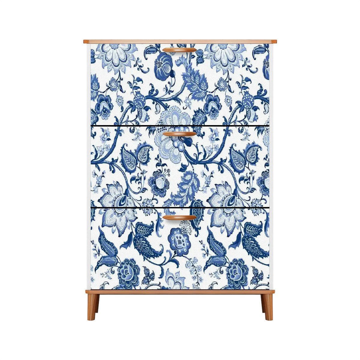 Kate McEnroe New York Chinoiserie Blue Floral Shoe Cabinet, Mid Century Storage OrganizerShoe Storagee9sTIlzc8i