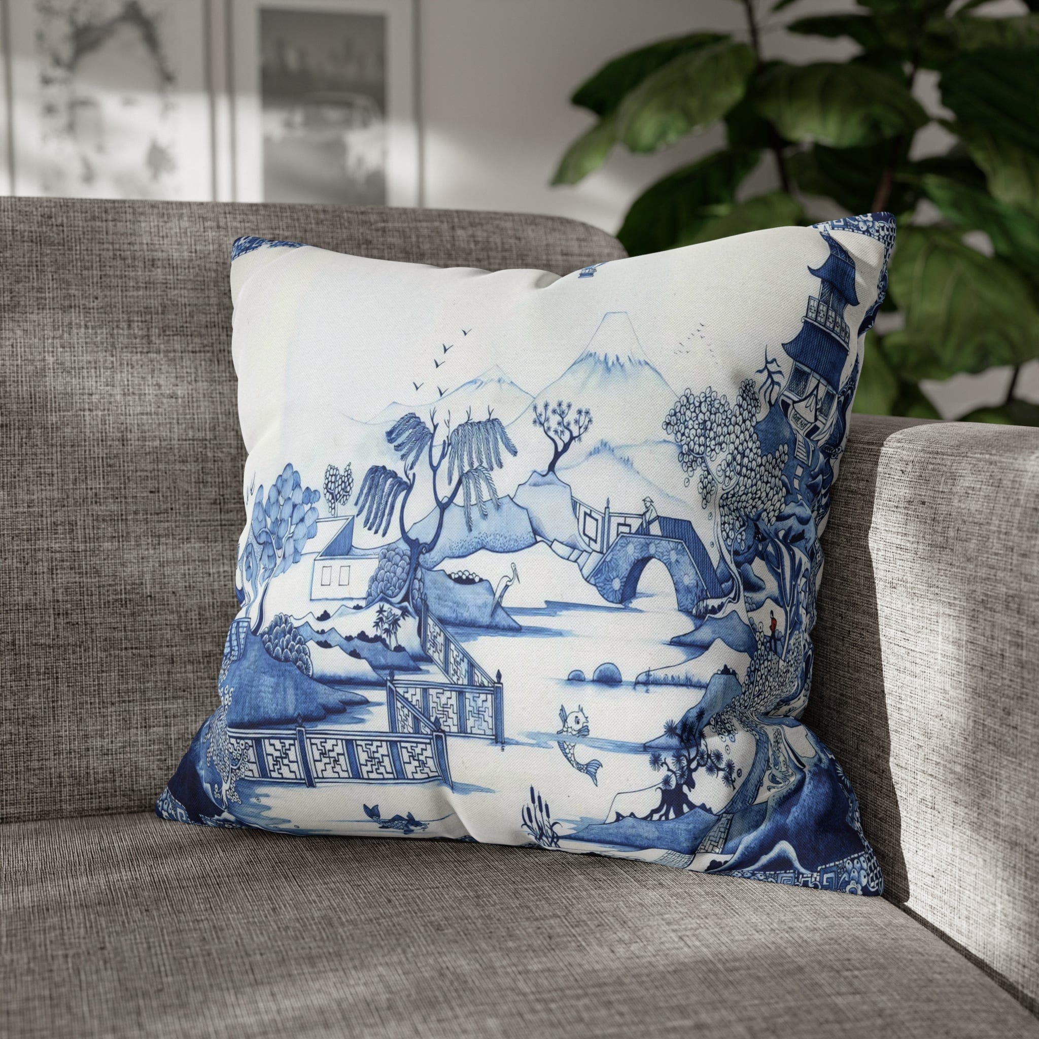 Kate McEnroe New York Chinoiserie Blue Willow PillowcaseThrow Pillow Covers23500032046759768283