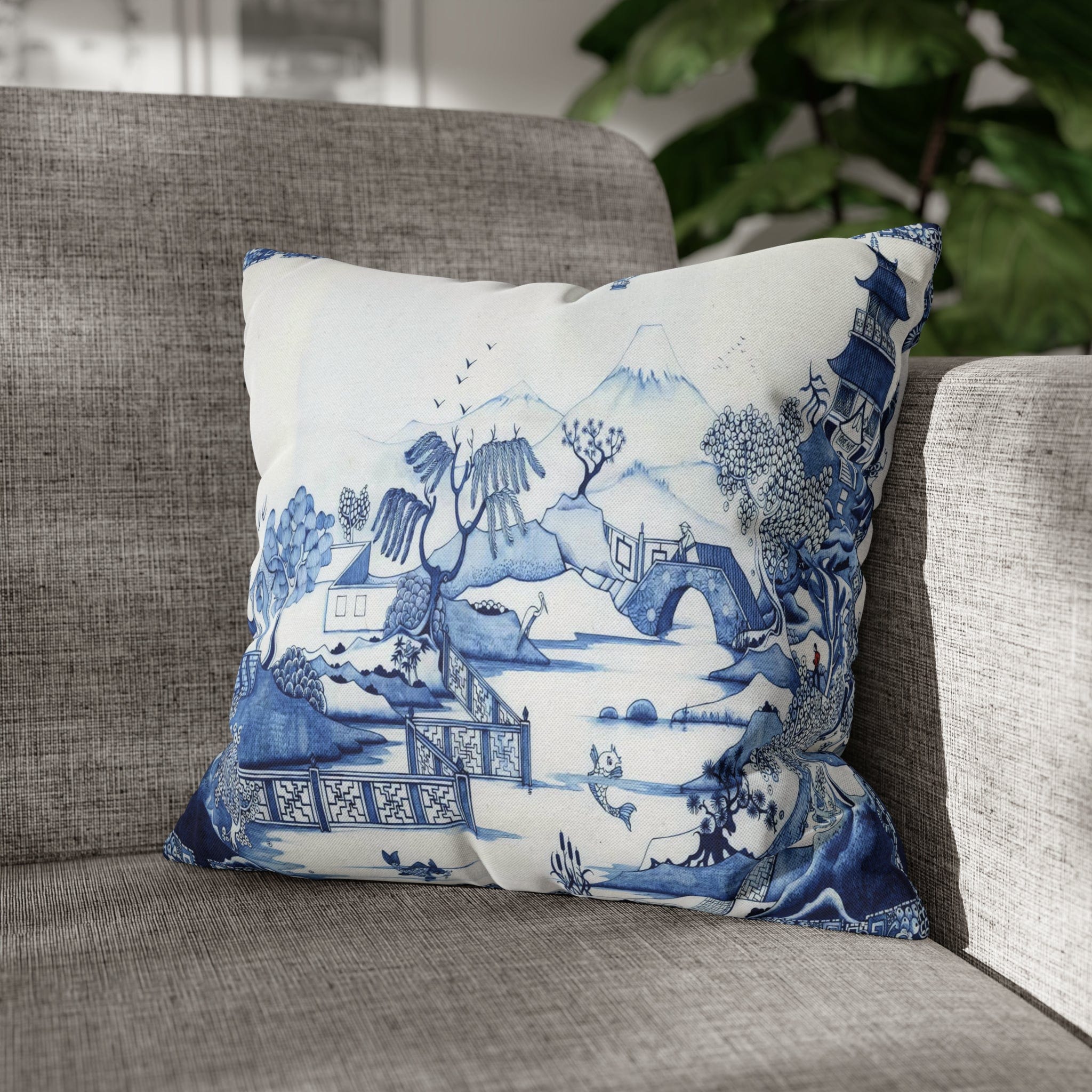 Kate McEnroe New York Chinoiserie Blue Willow PillowcaseThrow Pillow Covers23500032046759768283