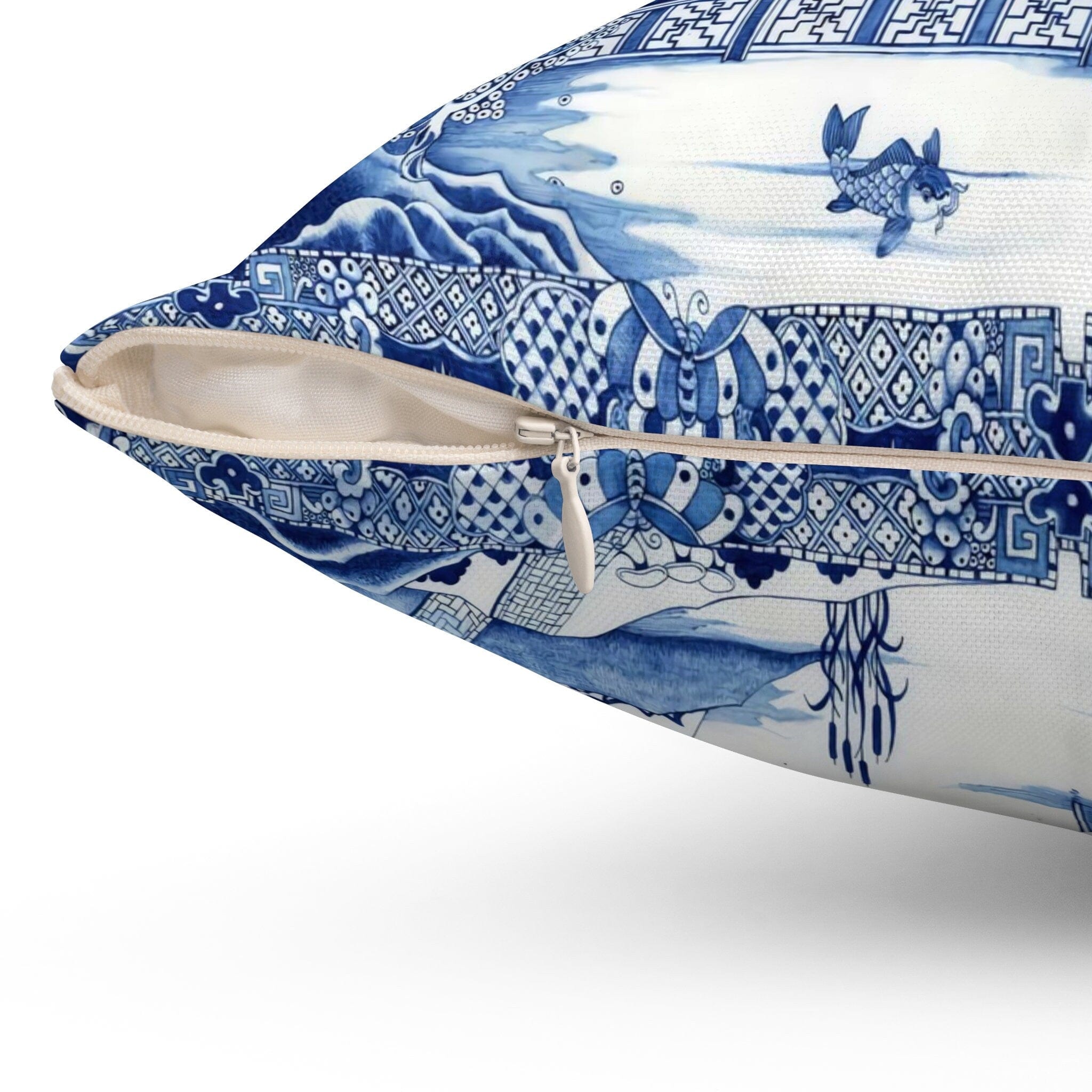 Kate McEnroe New York Chinoiserie Blue Willow Throw Pillow, Botanical Toile Bedding Collection, Chinoiserie Blue, White Cushion, Floral Farmhouse Decor - 124381423Throw Pillows16173349475585288310