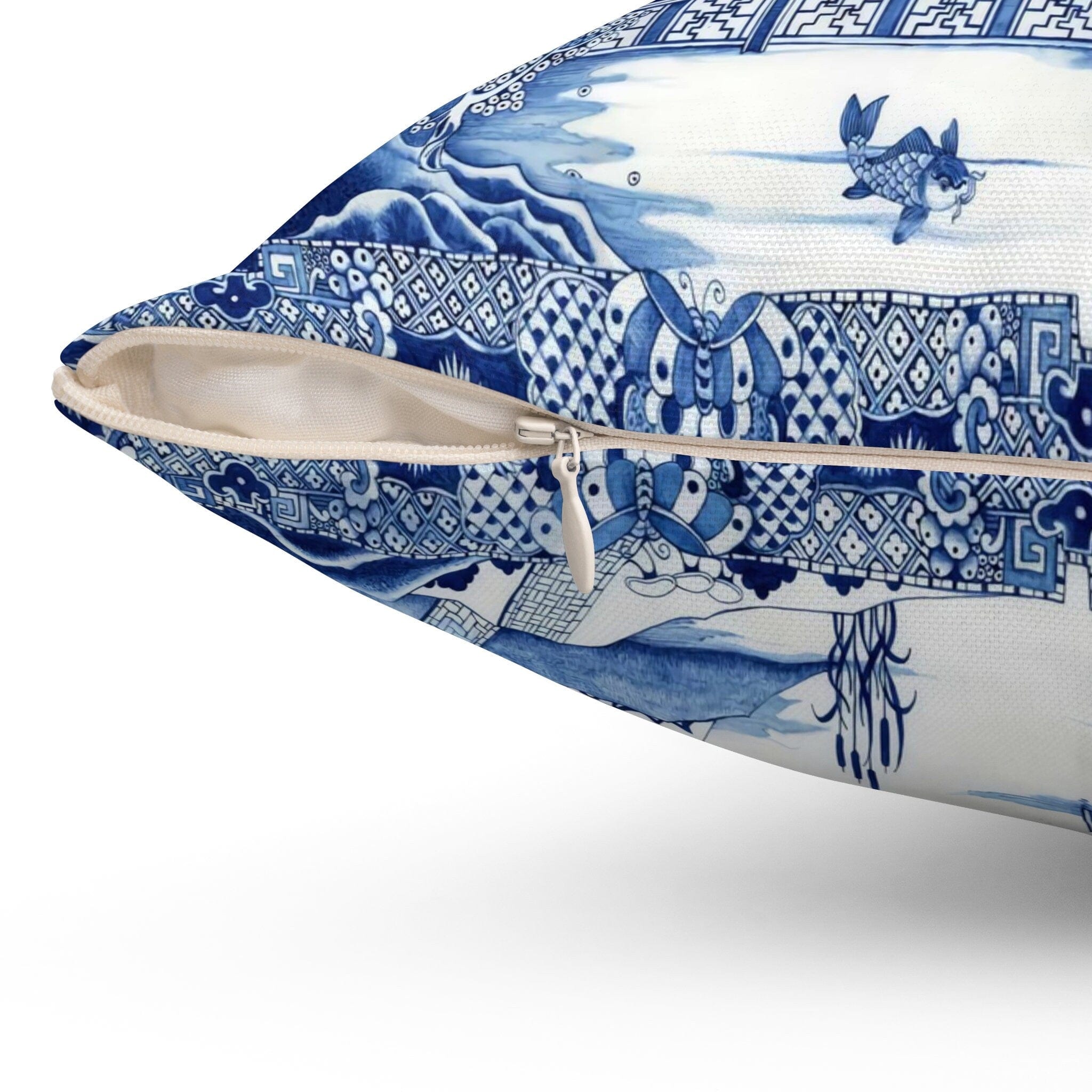 Kate McEnroe New York Chinoiserie Blue Willow Throw Pillow, Botanical Toile Bedding Collection, Chinoiserie Blue, White Cushion, Floral Farmhouse Decor - 124381423Throw Pillows16173349475585288310