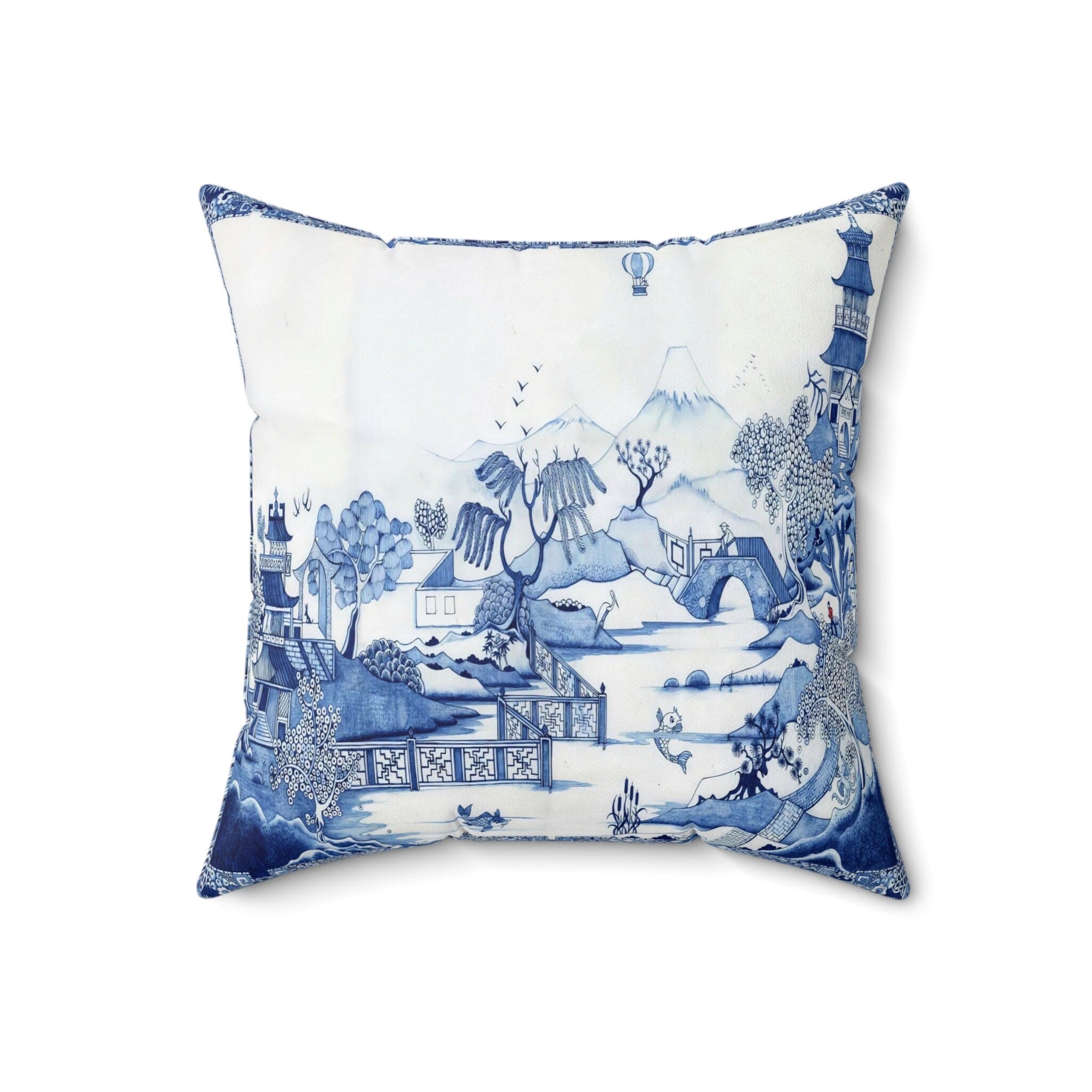 Kate McEnroe New York Chinoiserie Blue Willow Throw Pillow, Botanical Toile Bedding Collection, Chinoiserie Blue, White Cushion, Floral Farmhouse Decor - 124381423Throw Pillows16173349475585288310
