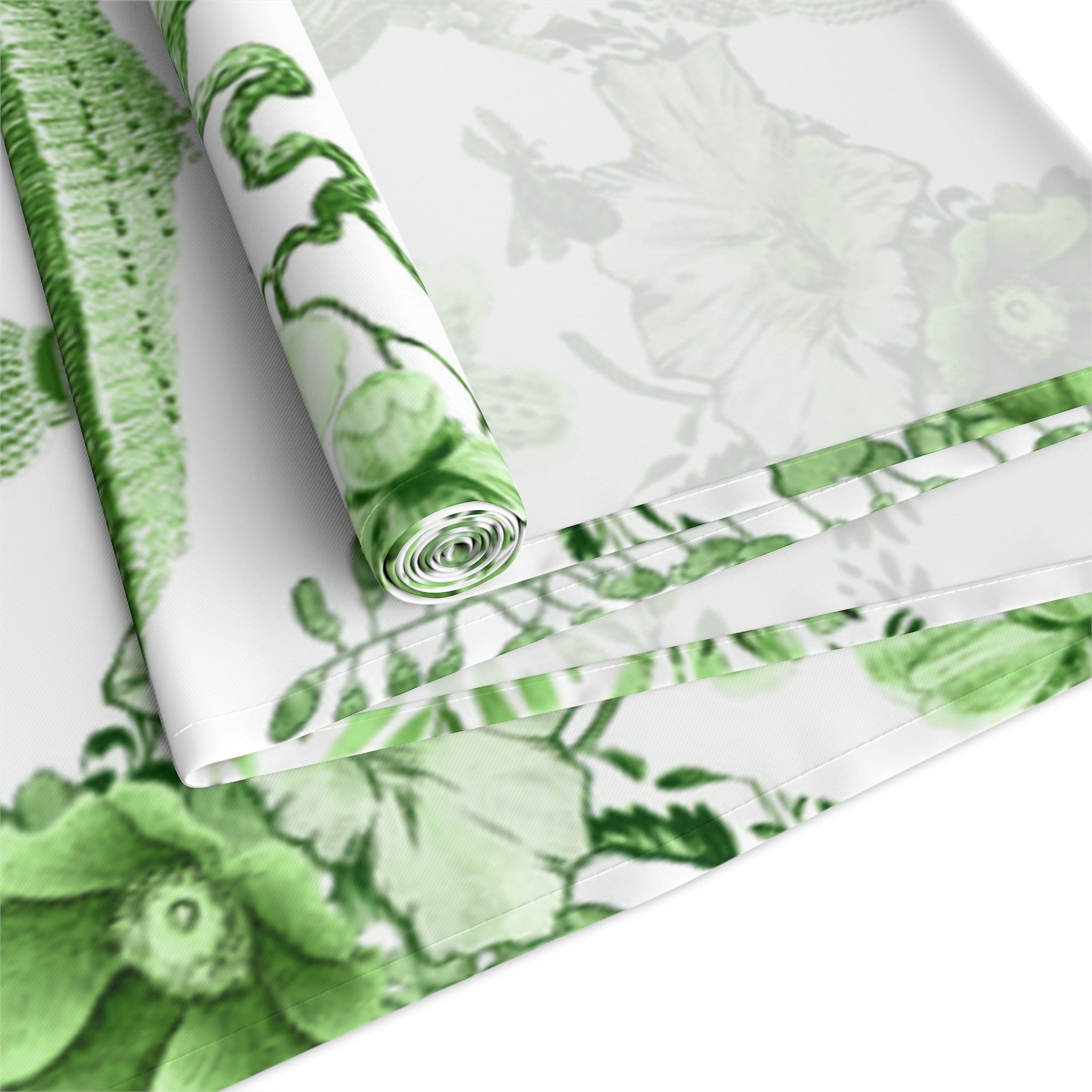 Kate McEnroe New York Chinoiserie Botanical Toile Table Runner, Floral Green, White Chinoiserie Jungle, Country Farmhouse Grandmillenial Table DecorTable Runners30339262259070302205