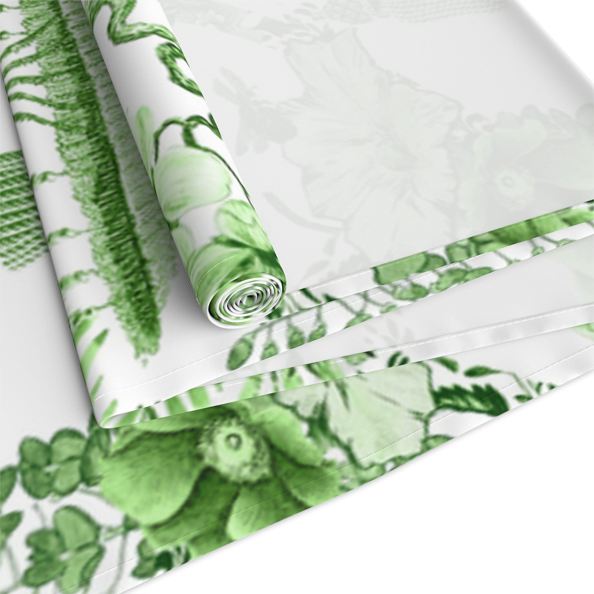 Kate McEnroe New York Chinoiserie Botanical Toile Table Runner, Floral Green, White Chinoiserie Jungle, Country Farmhouse Grandmillenial Table DecorTable Runners30339262259070302205