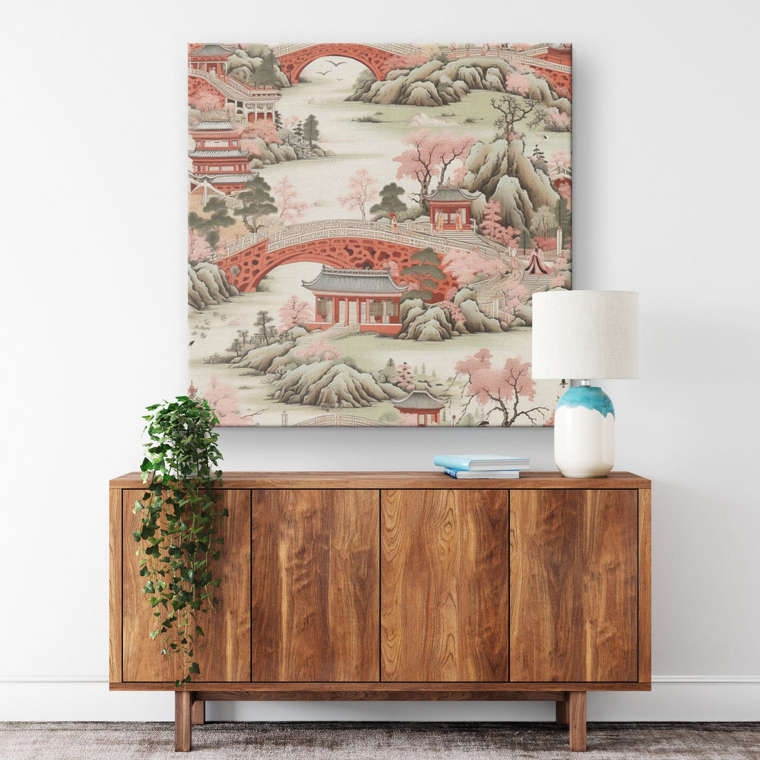 Kate McEnroe New York Chinoiserie Cherry Blossom Landscape Canvas Wall Art Canvas Wall Art