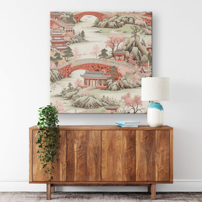Kate McEnroe New York Chinoiserie Cherry Blossom Landscape Canvas Wall Art Canvas Wall Art