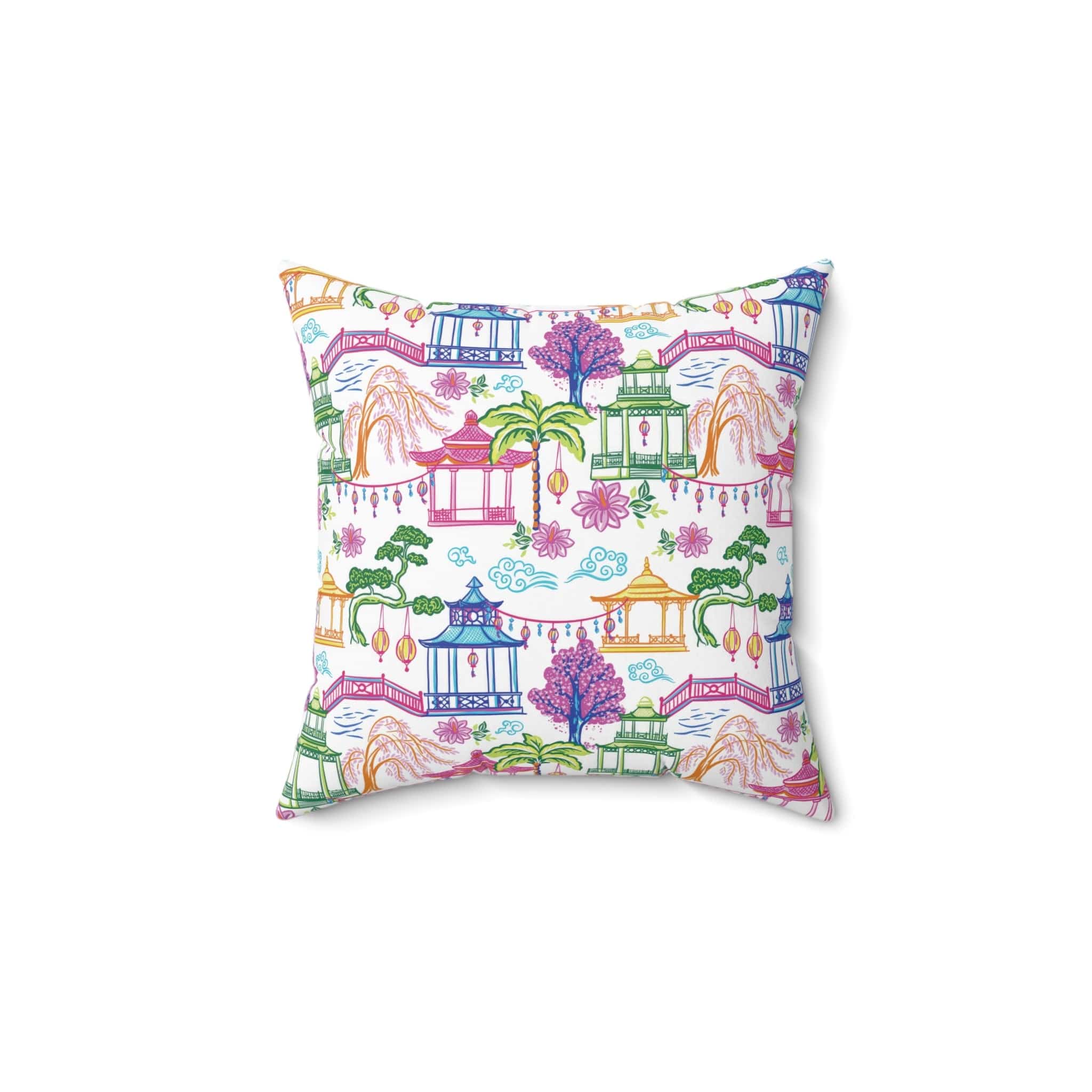 Kate McEnroe New York Chinoiserie Chic Throw Pillow with Insert, Oriental Pagoda Print Cushion, Boho Garden Pillow, Farmhouse Chic Room AccentThrow Pillows10686474413545628842