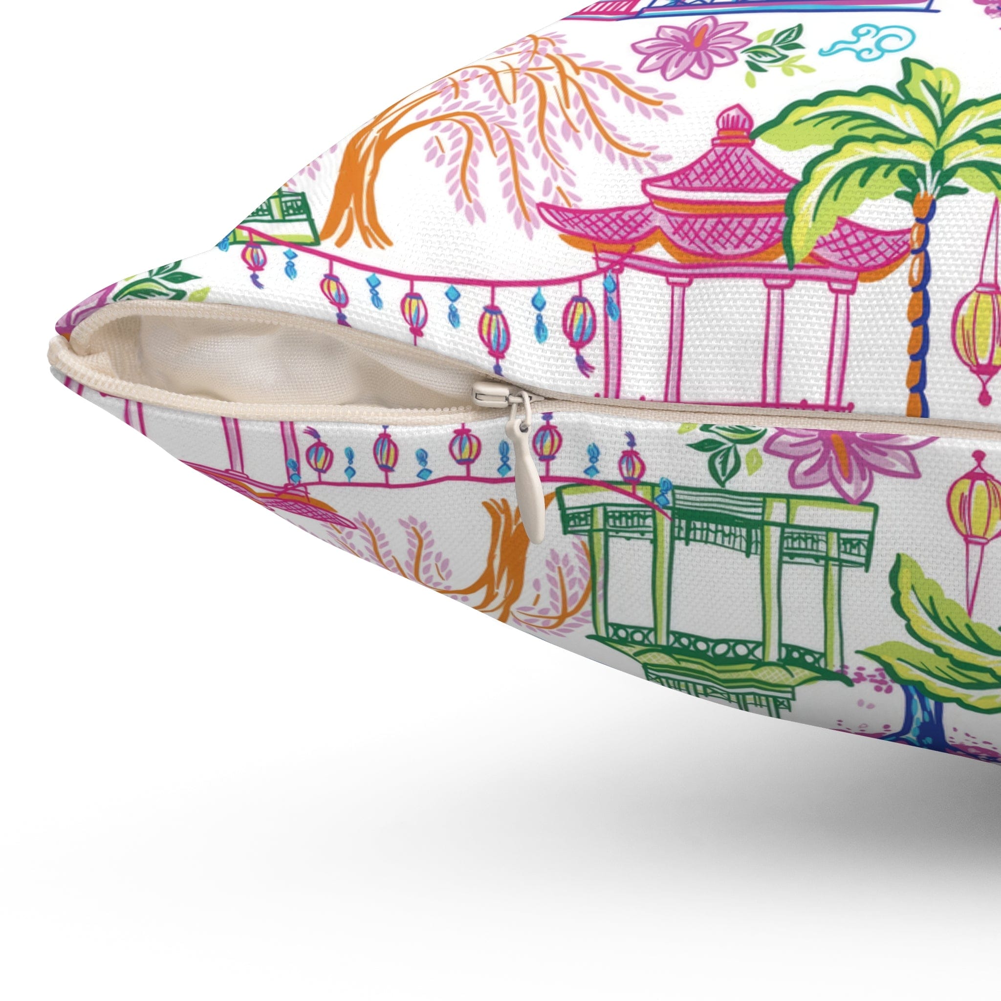 Kate McEnroe New York Chinoiserie Chic Throw Pillow with Insert, Oriental Pagoda Print Cushion, Boho Garden Pillow, Farmhouse Chic Room AccentThrow Pillows10686474413545628842