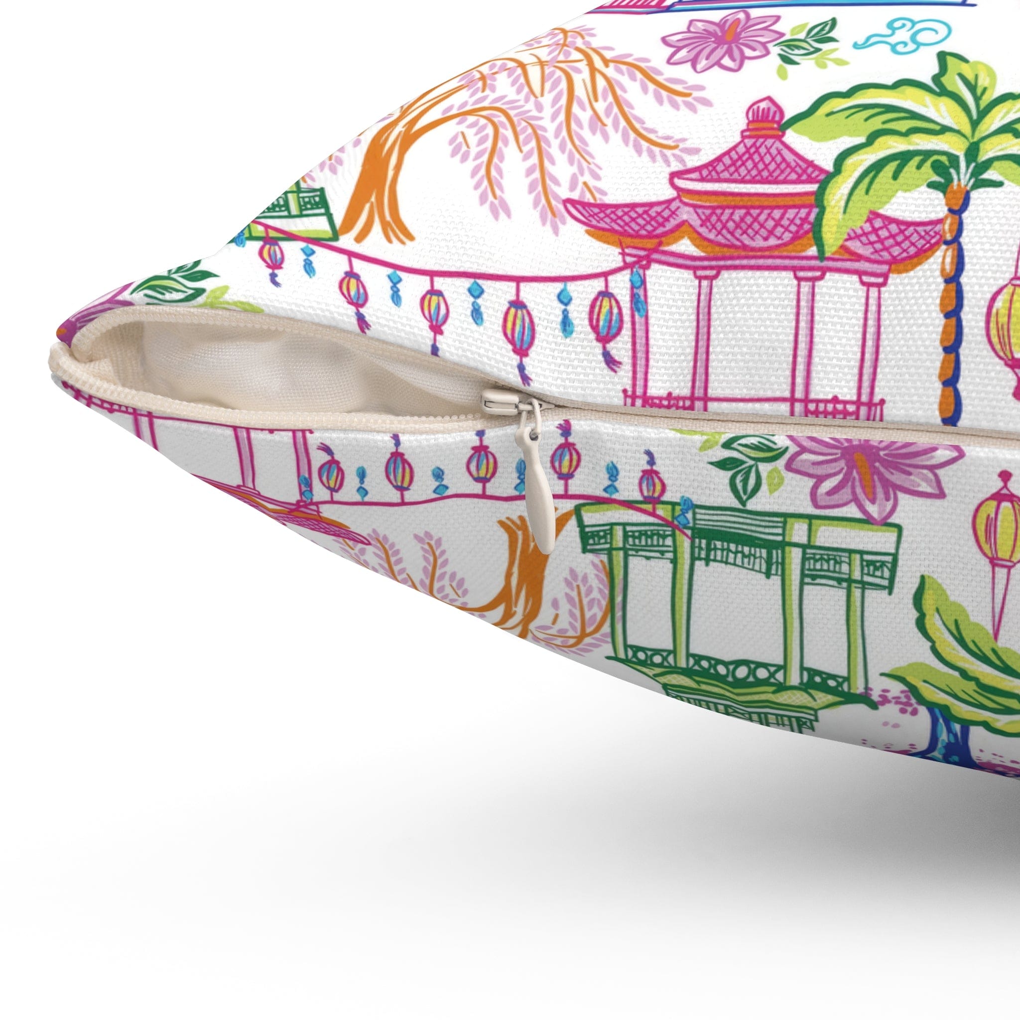 Kate McEnroe New York Chinoiserie Chic Throw Pillow with Insert, Oriental Pagoda Print Cushion, Boho Garden Pillow, Farmhouse Chic Room AccentThrow Pillows10686474413545628842