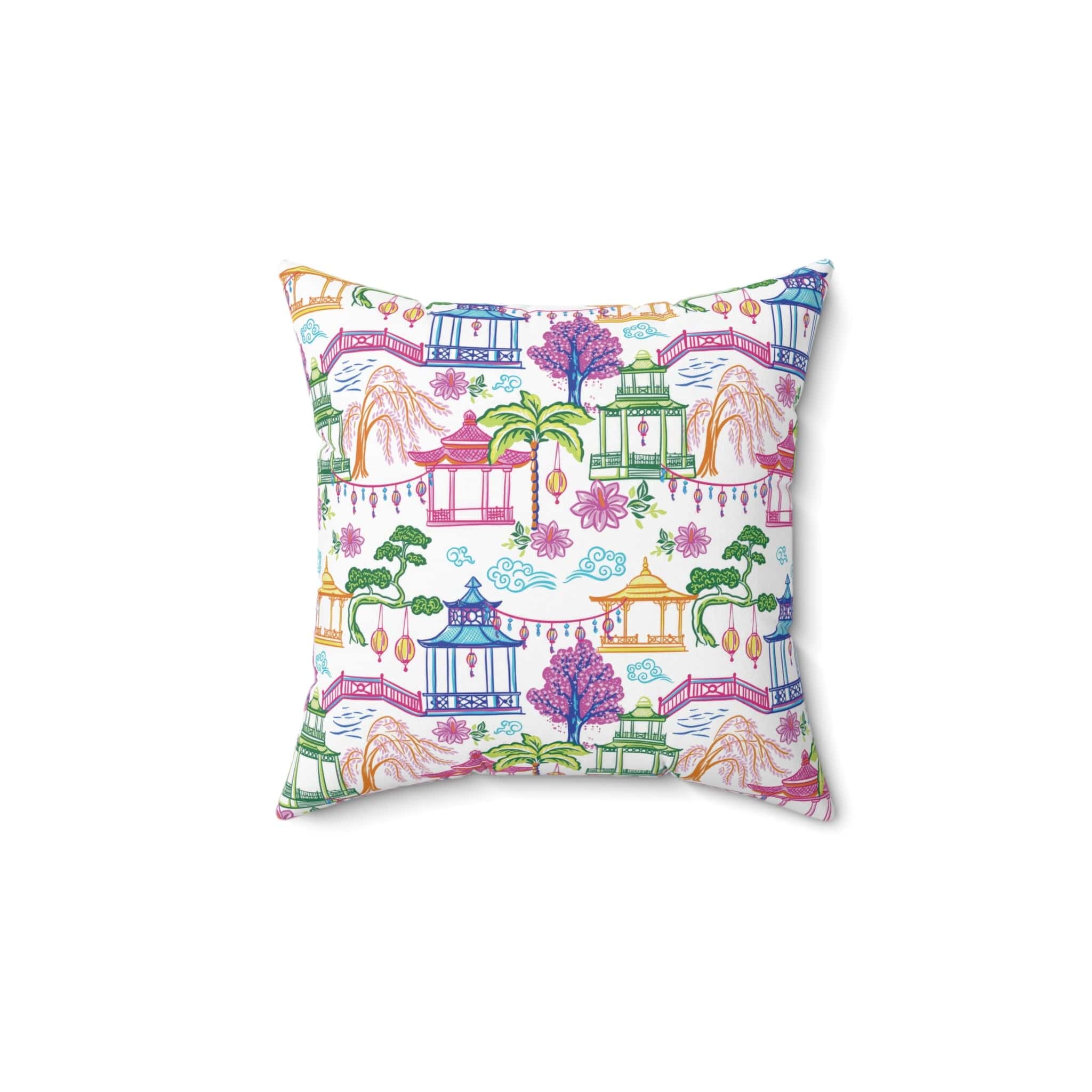 Kate McEnroe New York Chinoiserie Chic Throw Pillow with Insert, Oriental Pagoda Print Cushion, Boho Garden Pillow, Farmhouse Chic Room AccentThrow Pillows69118145154231496107