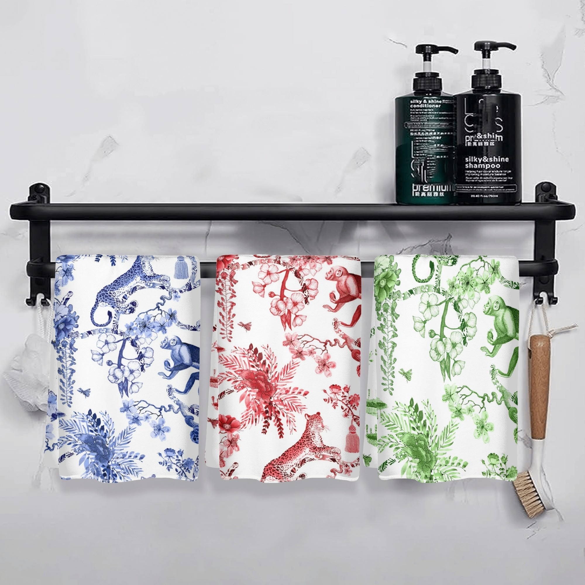 Kate McEnroe New York Chinoiserie Jungle Hand Towel, Exotic Monkey Floral Kitchen Bath TowelHand TowelsNRQMZ0RY - 1