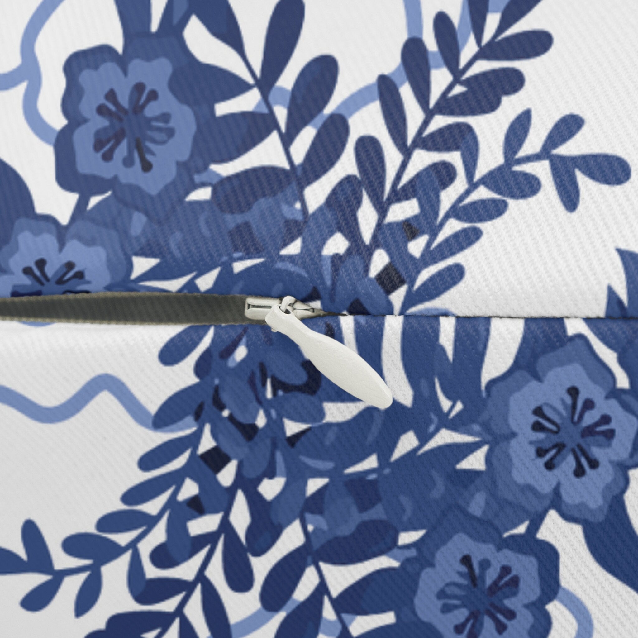 Kate McEnroe New York Chinoiserie Lumbar Pillow, Blue Peacock Floral Decorative CushionLumbar Pillows27435374831242307439