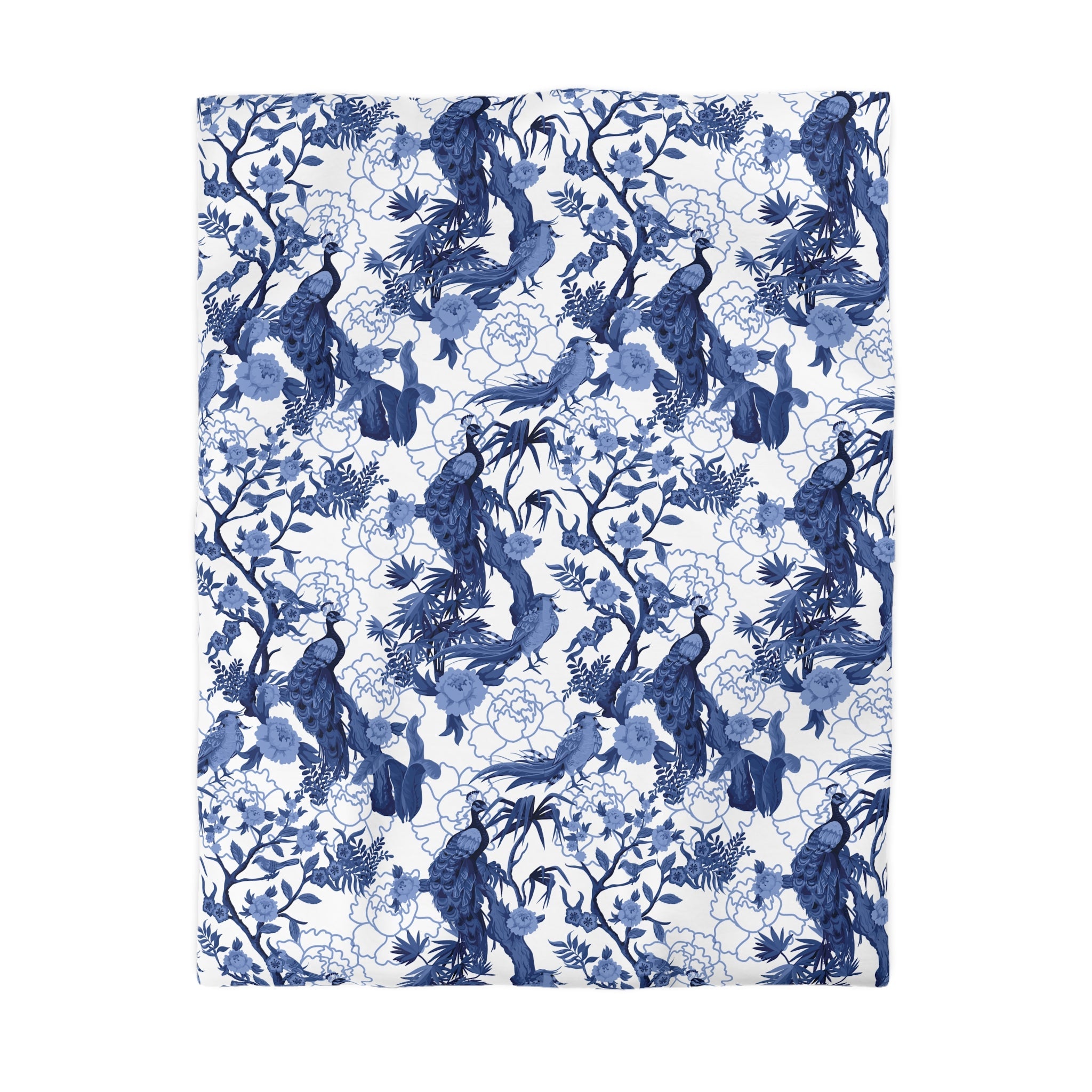 Kate McEnroe New York Chinoiserie Peacock Duvet Cover, Blue Floral Bedding, Elegant Bedroom Decor, Asian BeddingDuvet Covers22162825572702343687