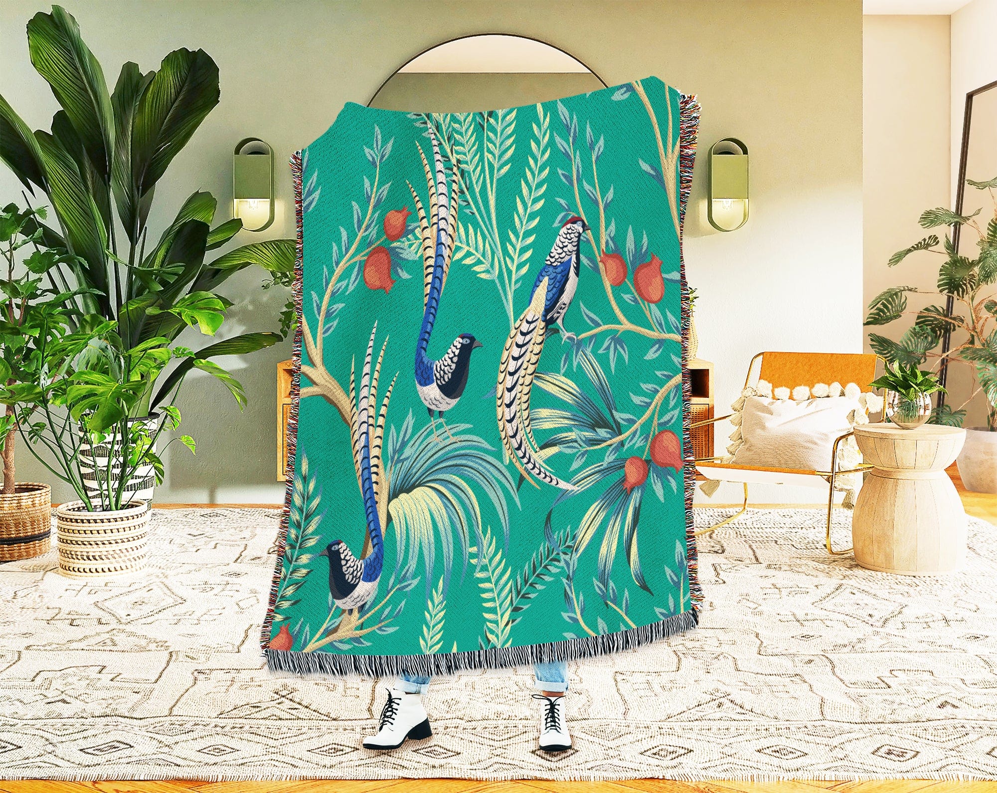 Kate McEnroe New York Chinoiserie Vintage Tropical Birds Woven BlanketBlanketsWovenBlanket_52x37 - 20221118005438870