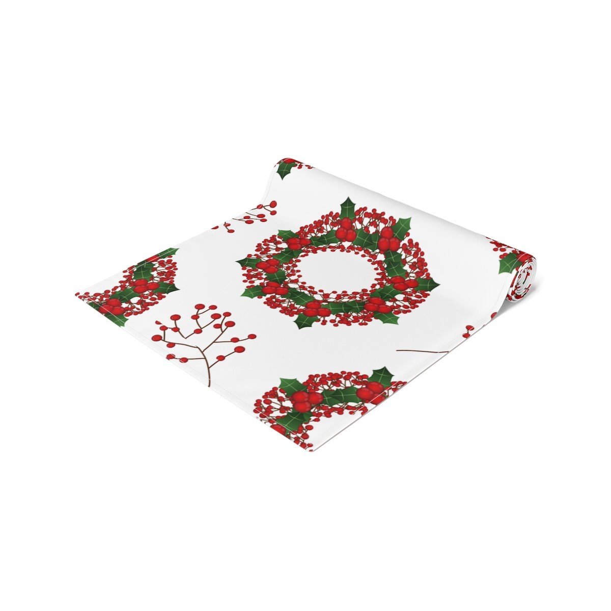 Kate McEnroe New York Christmas Table Runner, Mistletoes, Holly, Red Berries Holiday Home Decor, Christmas Wreath Table Linens, Holiday Party Tabletop DecorationTable Runners28267621095711866060