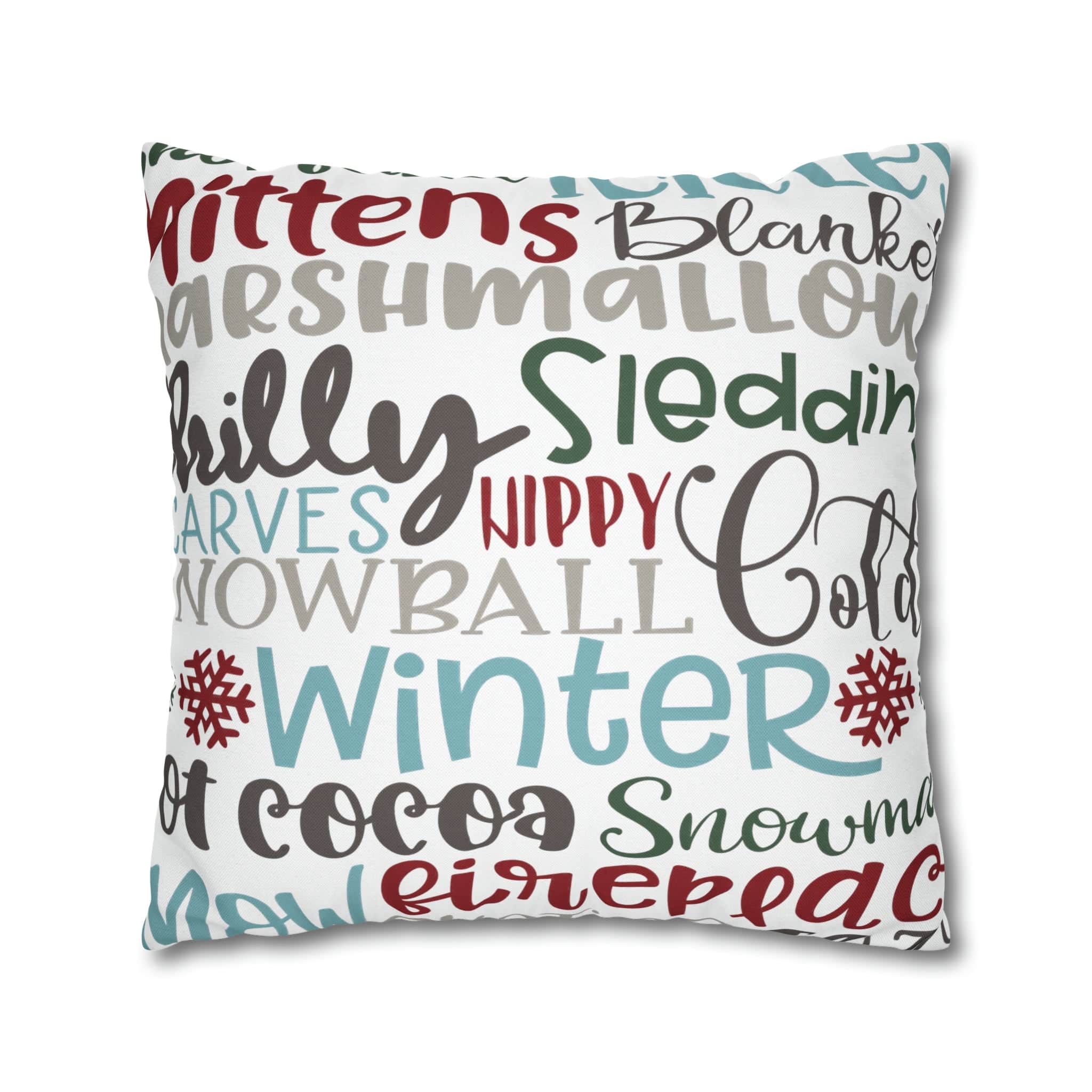 Kate McEnroe New York Christmas Throw Pillow Cover, Mittens, Mashmallows, Snowballs, Sledding, Chilly Winter Word Art Cushion Covers, Farmhouse DecorThrow Pillow Covers20686719628418103317