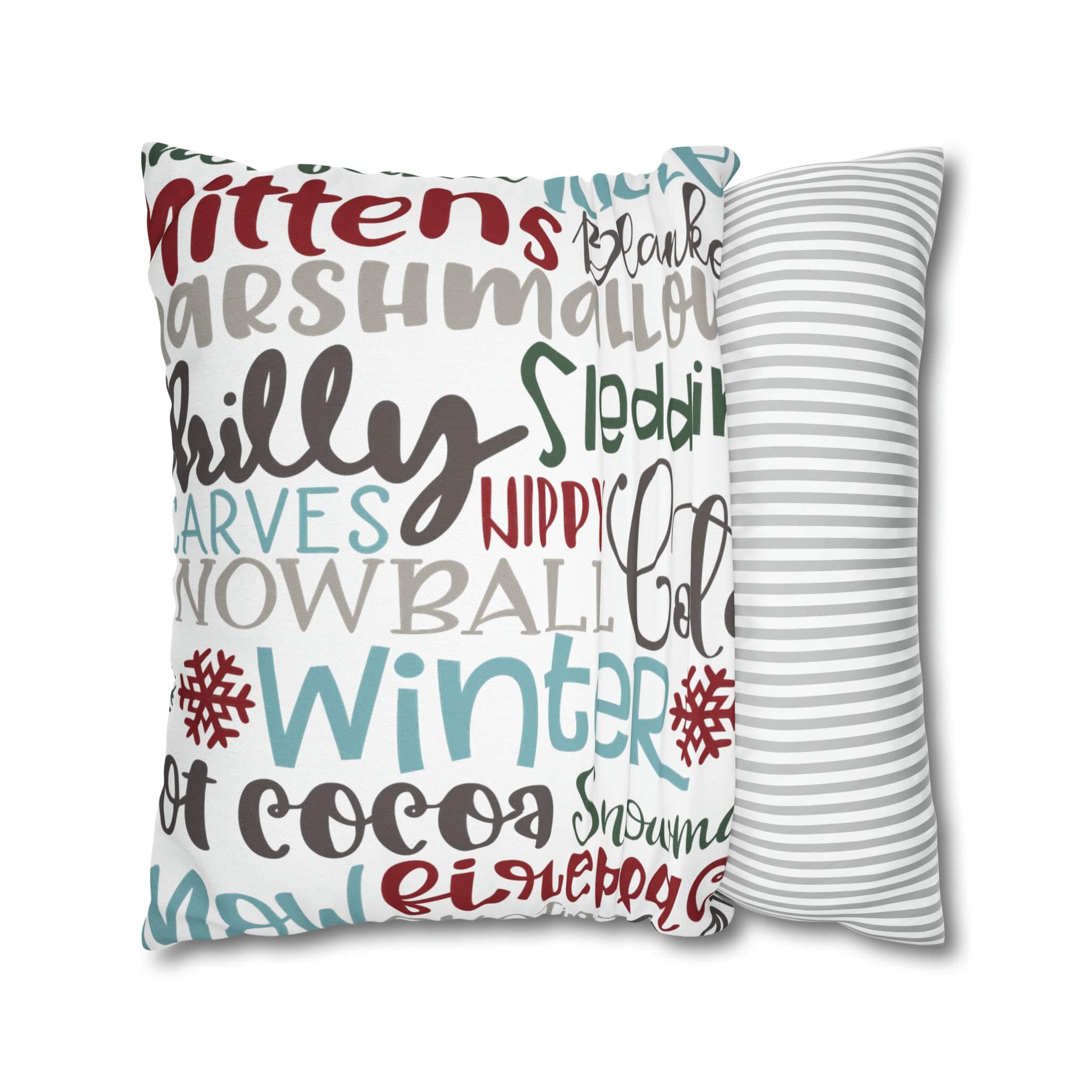 Kate McEnroe New York Christmas Throw Pillow Cover, Mittens, Mashmallows, Snowballs, Sledding, Chilly Winter Word Art Cushion Covers, Farmhouse DecorThrow Pillow Covers20686719628418103317