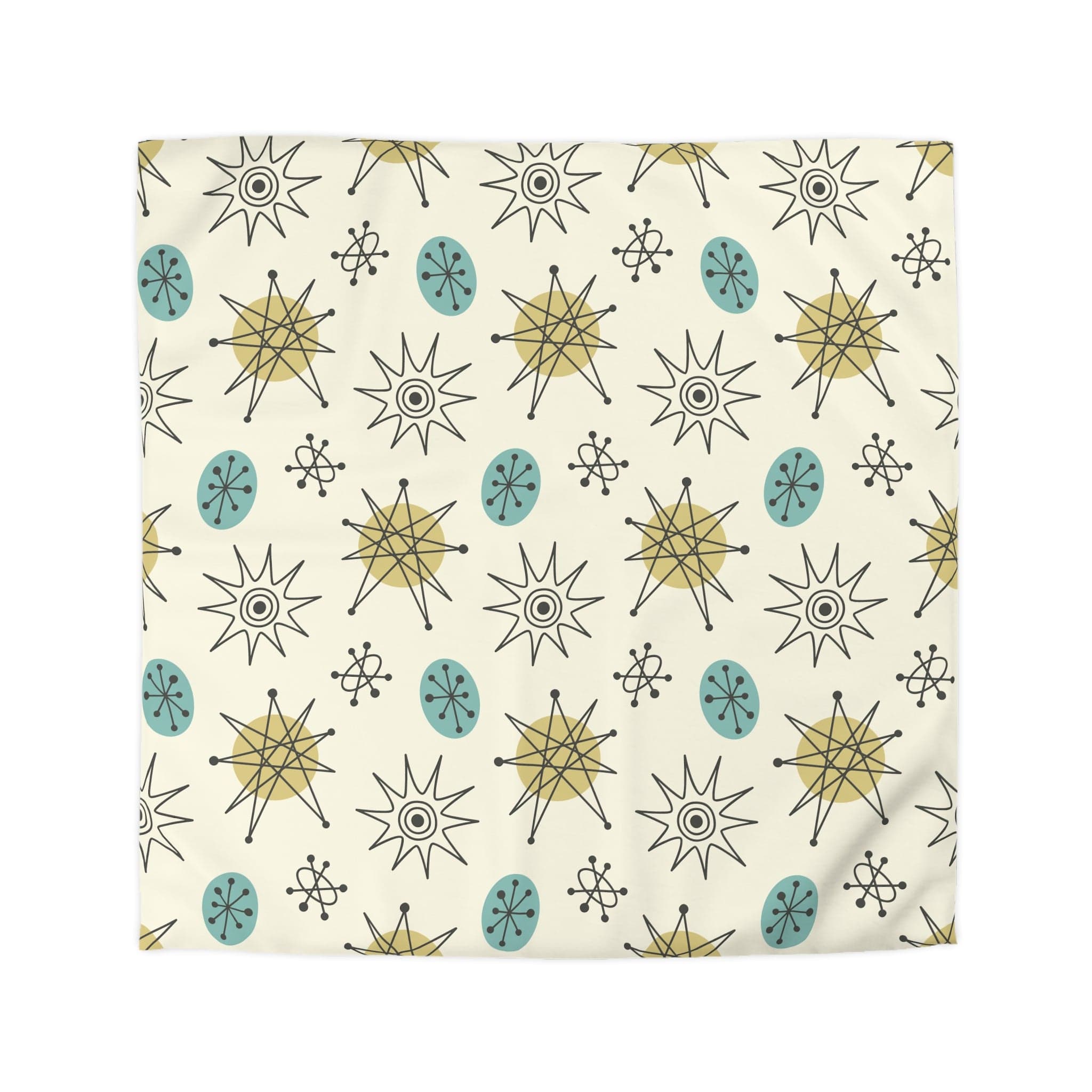 Kate McEnroe New York Classic Franciscan Starburst Duvet Cover, 50s Mid Century Modern Atomic Retro Cream, Aqua Blue, Green BeddingDuvet Covers28869317072190274265