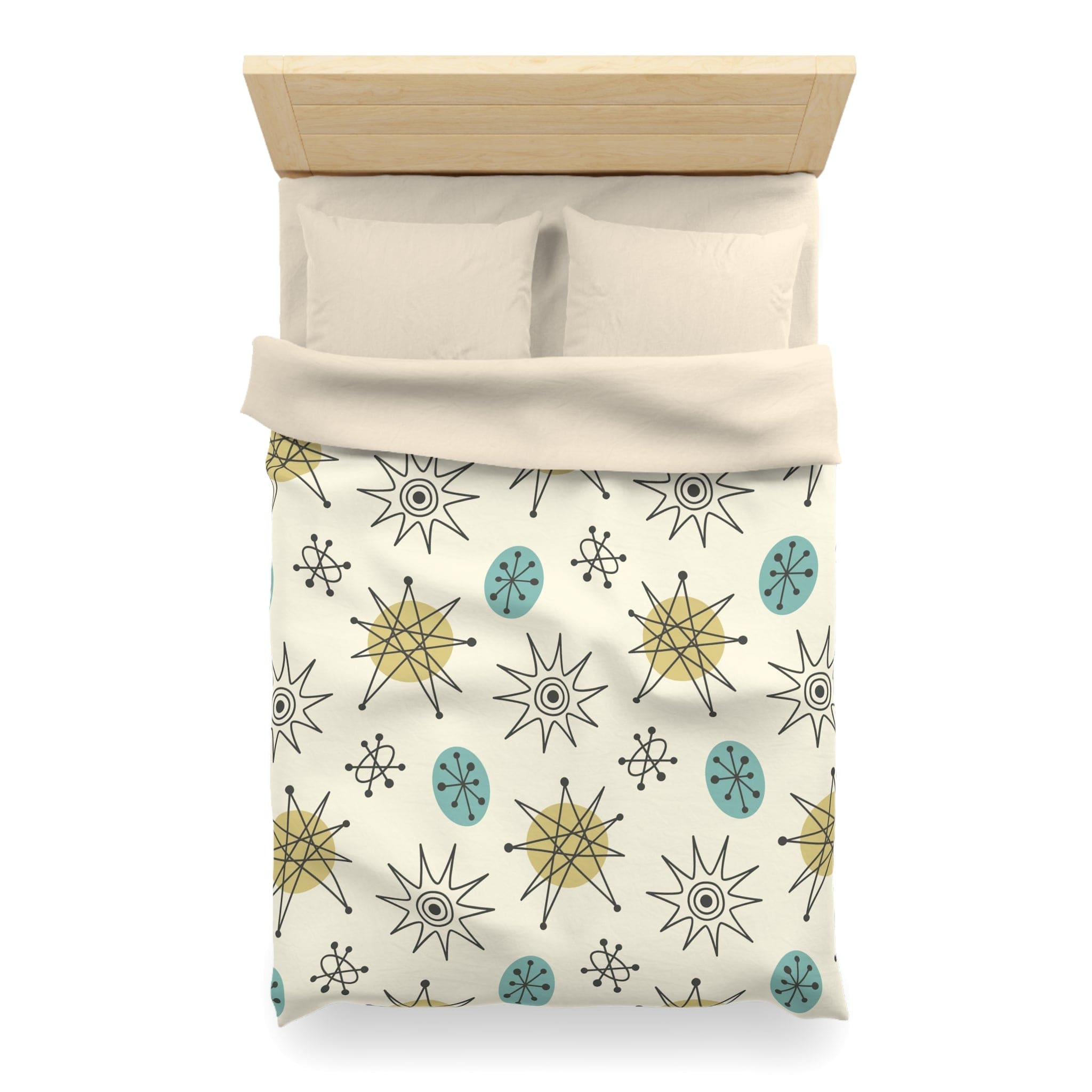 Kate McEnroe New York Classic Franciscan Starburst Duvet Cover, 50s Mid Century Modern Atomic Retro Cream, Aqua Blue, Green BeddingDuvet Covers28869317072190274265