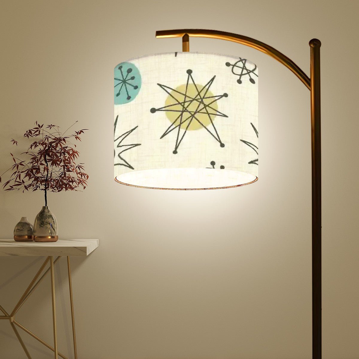 Kate McEnroe New York Classic Franciscan Starburst Mid Century Modern Arc Floor Lamp, Retro 50s Accent Lighting, Vintage Atomic Age Lamp ShadeFloor LampsQfB1OpIV2U