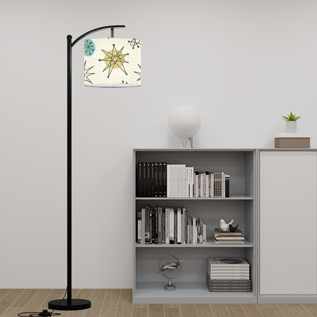 Kate McEnroe New York Classic Franciscan Starburst Mid Century Modern Arc Floor Lamp, Retro 50s Accent Lighting, Vintage Atomic Age Lamp ShadeFloor LampsQfB1OpIV2U