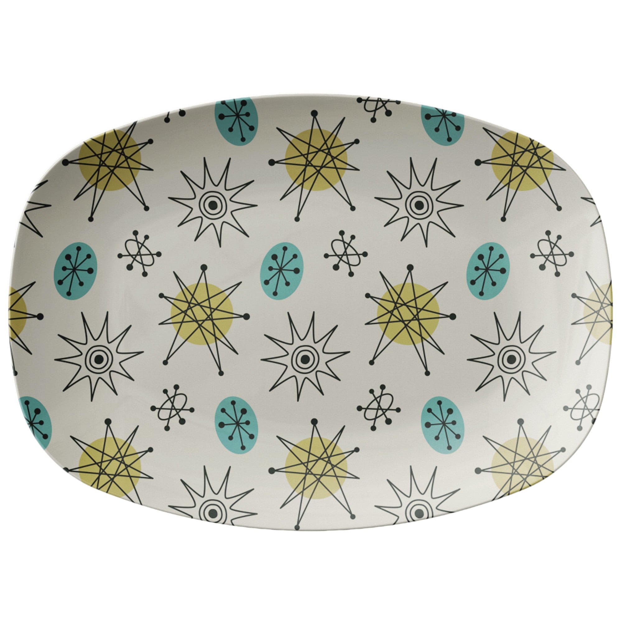 Kate McEnroe New York Classic Franciscan Starburst Platter, 50s Mid Century Modern Atomic Retro Cream, Aqua Blue, Green DinnerwareServing PlattersP23 - CLS - FSB - 2