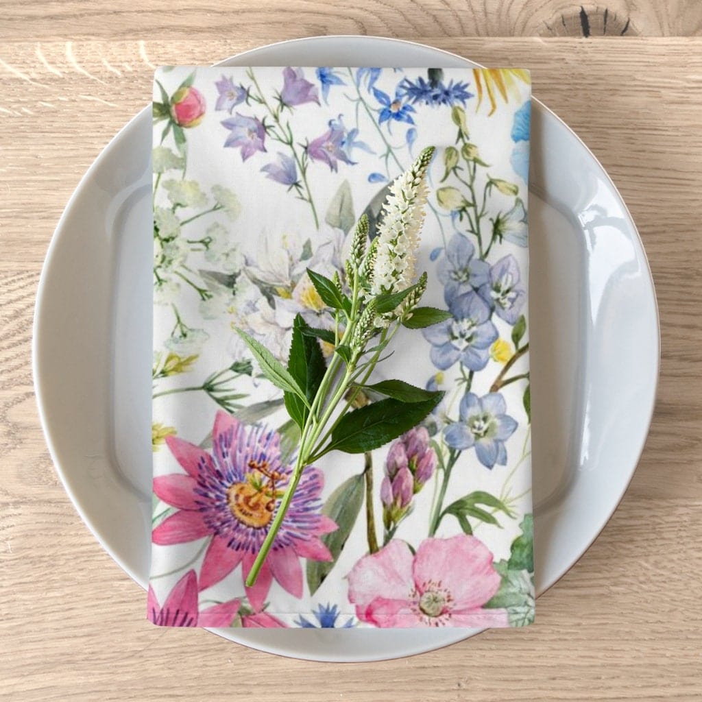 Kate McEnroe New York Cloth Napkins Set of 4 in Watercolor Spring Florals, Custom Designed Floral Dinner Napkins, Floral Table Linens, Napkins for Weddings, GiftsNapkins20384101942659715880