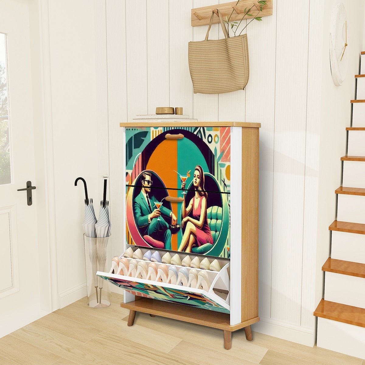 Kate McEnroe New York Cocktail Hour Mid Century Modern Shoe Cabinet, Retro Lounge Bar Storage AccentShoe Storagekn1veW4qeZ