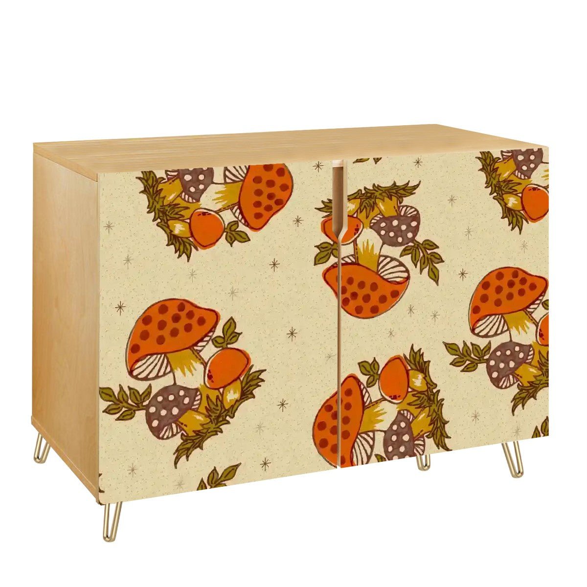Kate McEnroe New York Cottagecore Merry Mushroom Retro Storage Cabinet, Mid Century Modern Boho Accent Sideboard, Vintage Botanical FurnitureStorage Cabinetsv67989SGFe
