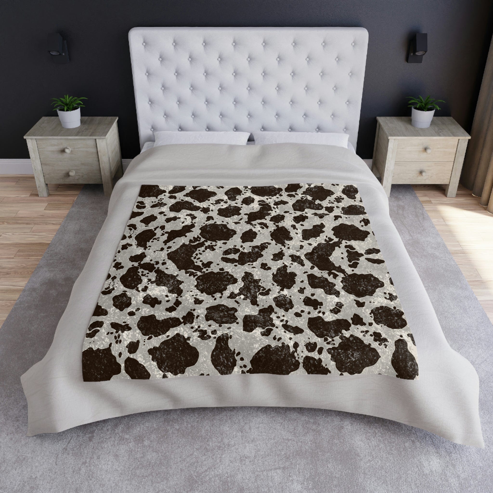 Kate McEnroe New York Cow Print Country Western Crushed Velvet BlanketBlankets32337429355127507128