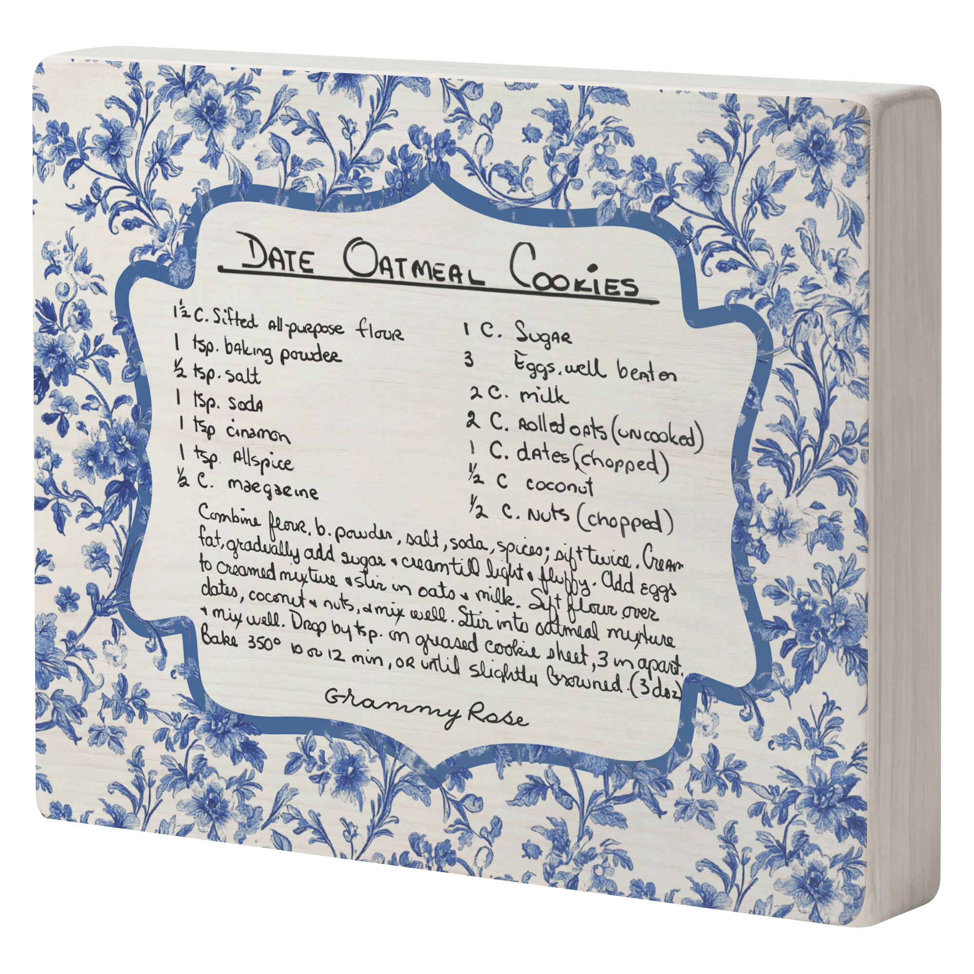 Kate McEnroe New York Custom Handwritten Recipe Wood Sign, Personalized Family Heirloom Keepsake Wall DecorWood Box Wall ArtCRH-WBWA-6X8
