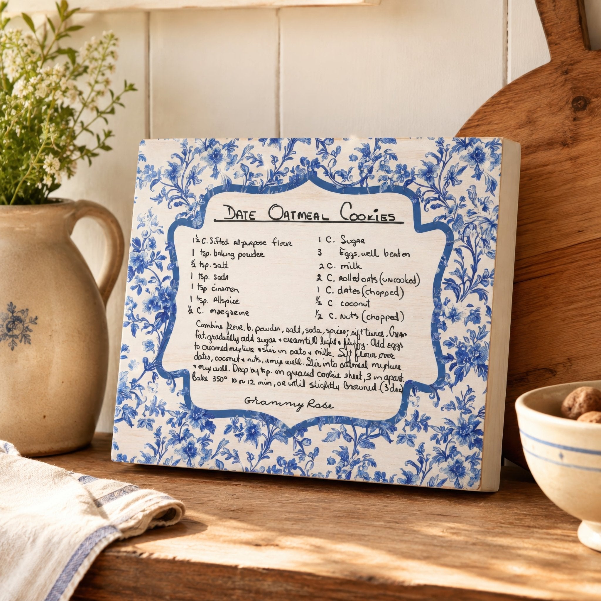 Kate McEnroe New York Custom Handwritten Recipe Wood Sign, Personalized Family Heirloom Keepsake Wall DecorWood Box Wall ArtCRH-WBWA-6X8