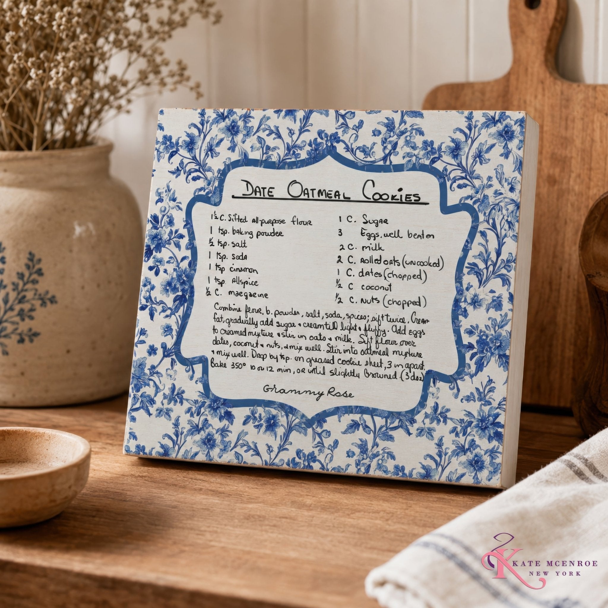 Kate McEnroe New York Custom Handwritten Recipe Wood Sign, Personalized Family Heirloom Keepsake Wall DecorWood Box Wall ArtCRH-WBWA-6X8