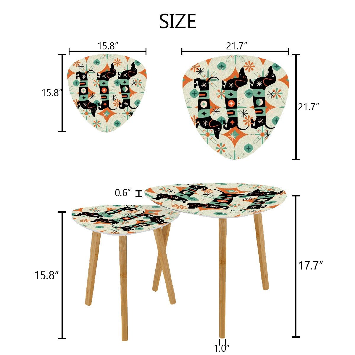 Kate McEnroe New York Dachshund Mid Century Modern Nesting Tables, Retro MCM Accent Furniture SetNesting TablesS4EcnslpKe