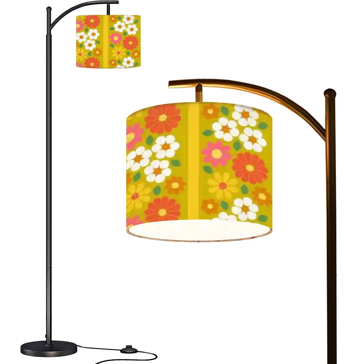 Kate McEnroe New York Daisy Flower Power Arc Floor Lamp, Retro 60s Mid Century Modern Standing Light, Groovy Mod Accent LightingFloor LampsUD3HQ2q8h2