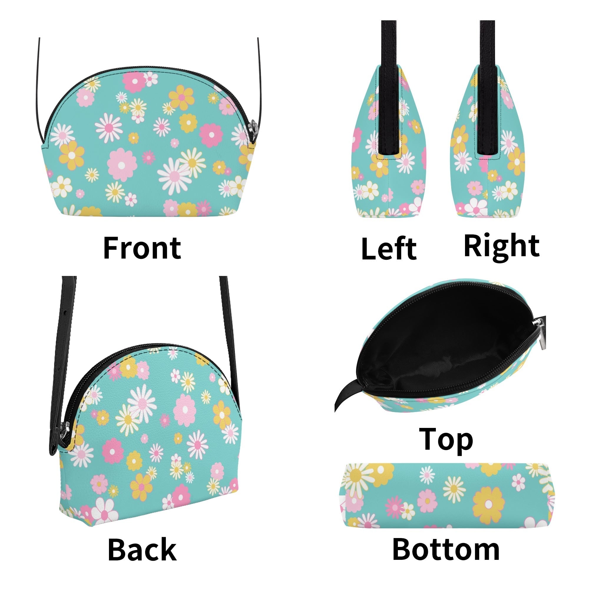 Kate McEnroe New York Daisy Flower Power Mini Purse, Retro Mod 60s Floral Kids Crossbody Bag, Teal Pink Yellow Mid Century HandbagHandbagsW0Z3EM3W - 1