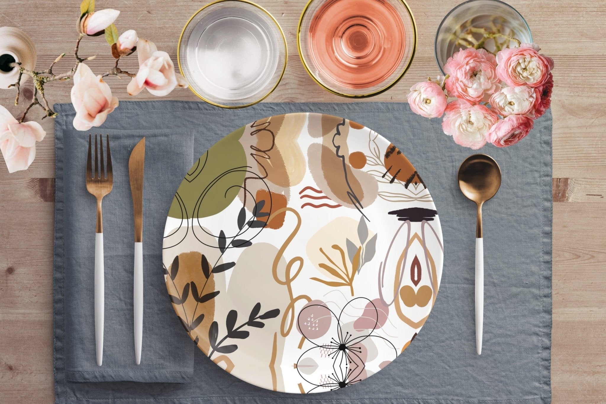 Kate McEnroe New York Dinner Plate in Mid Century Abstract Boho FloralPlates9820SINGLE