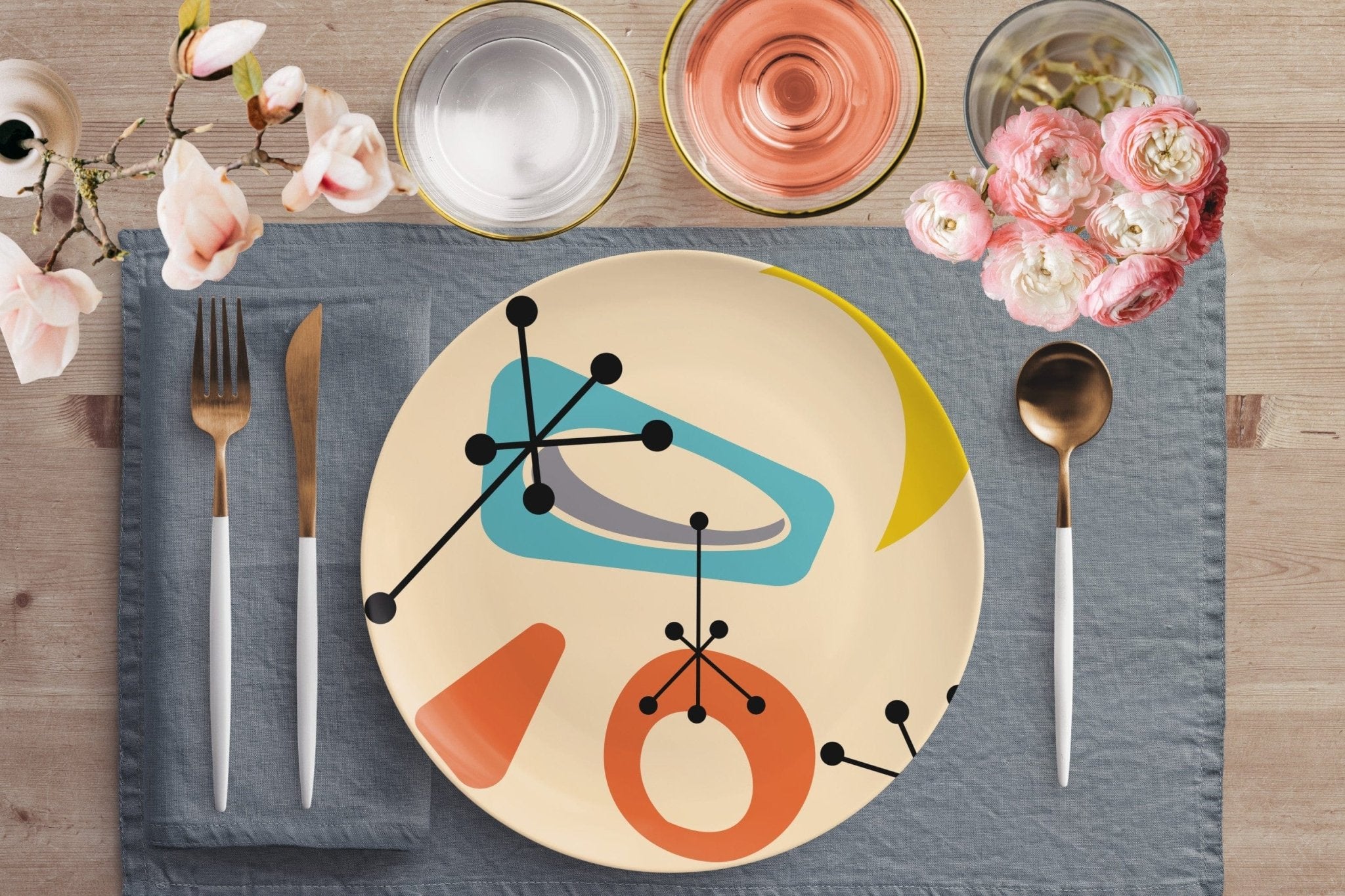 Kate McEnroe New York Dinner Plate in Mid Century Modern Retro PrintPlatesP20 - MID - CRE - 4S