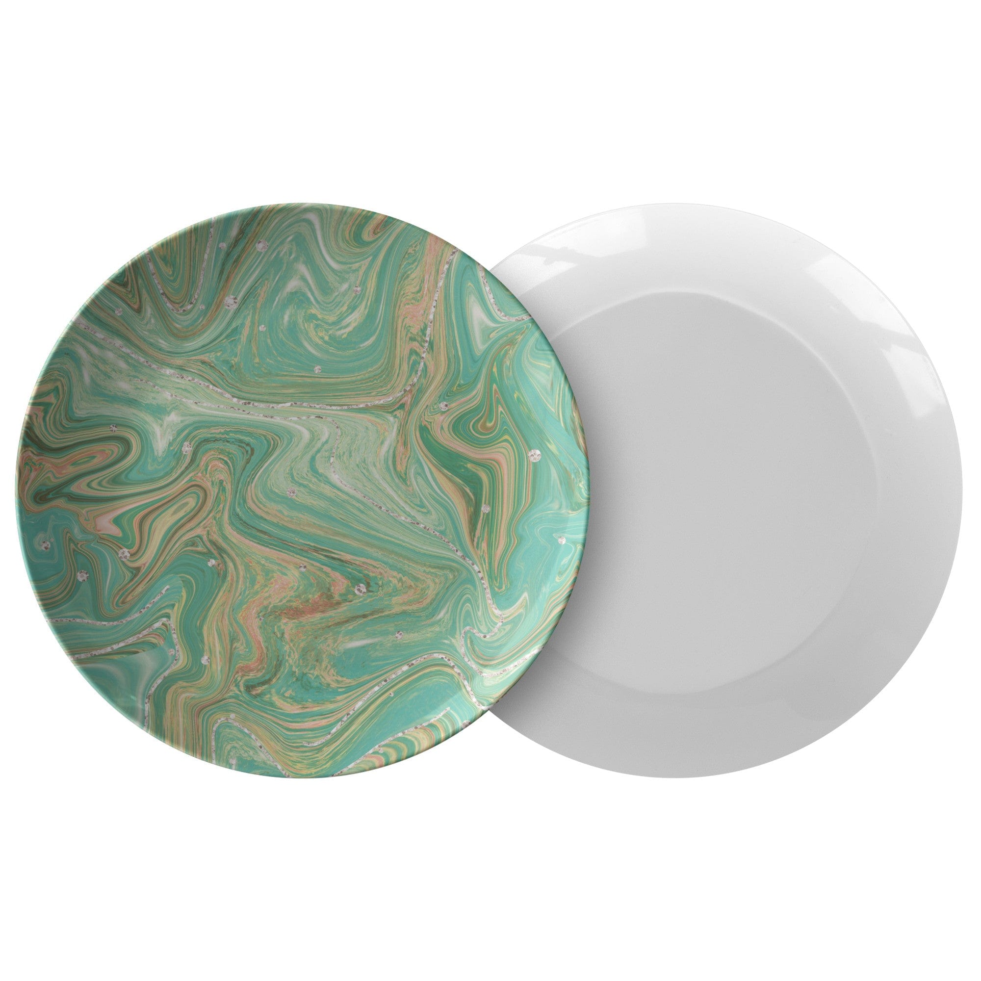 Kate McEnroe New York Dinner Plate in Summer Ocean Marble Watercolor ArtPlatesP20 - SUM - MAB - S49