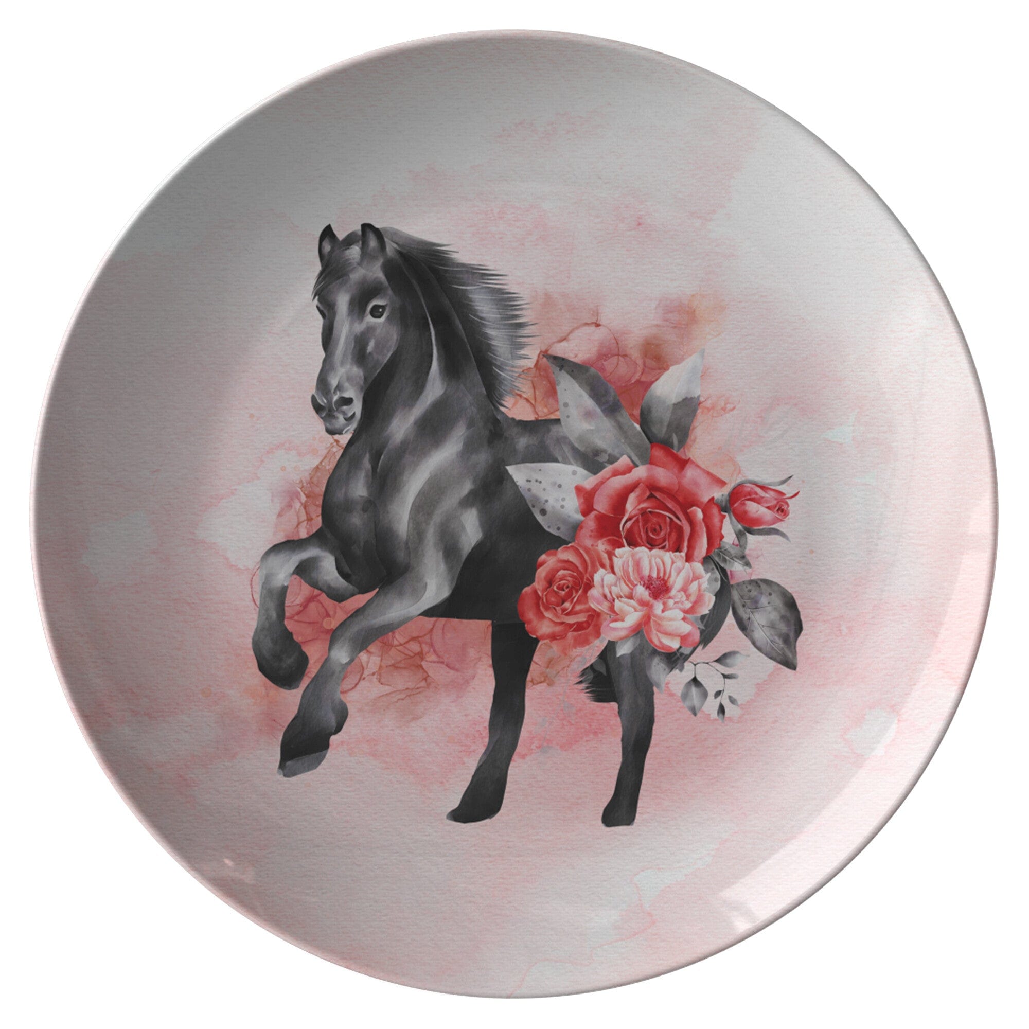 Kate McEnroe New York Dinner Plate in Watercolor Horse and RosesPlates9820SINGLE