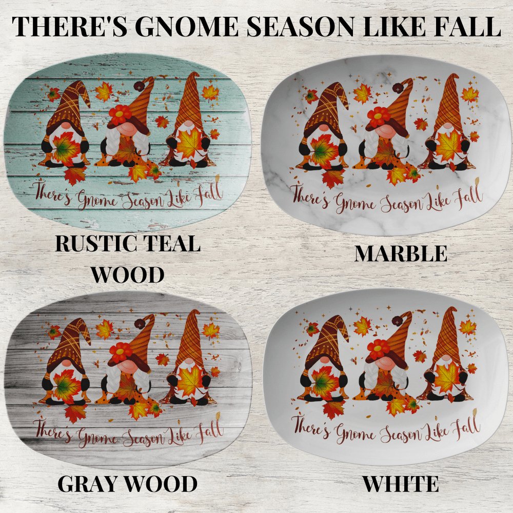 Kate McEnroe New York Fall Gnome Serving Platters with Phrase There&