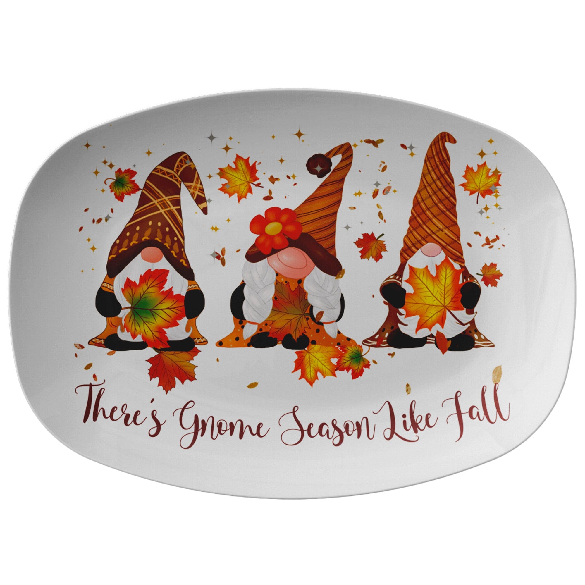 Kate McEnroe New York Fall Gnome Serving Platters with Phrase There&
