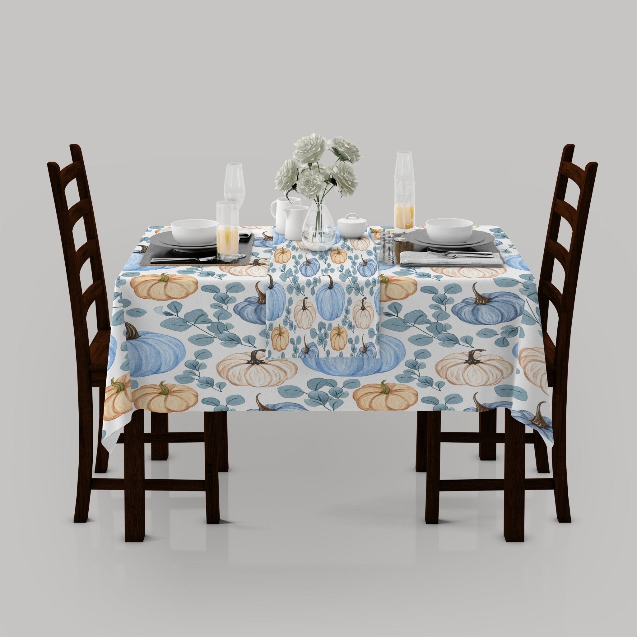 Kate McEnroe New York Fall Table Runner, Blue Pumpkin Table Decor, Autumn Table Linen, Farmhouse Decor, Fall Decor, Floral Tabletop Decor, Thanksgiving DecorTable Runners15023622896658019719