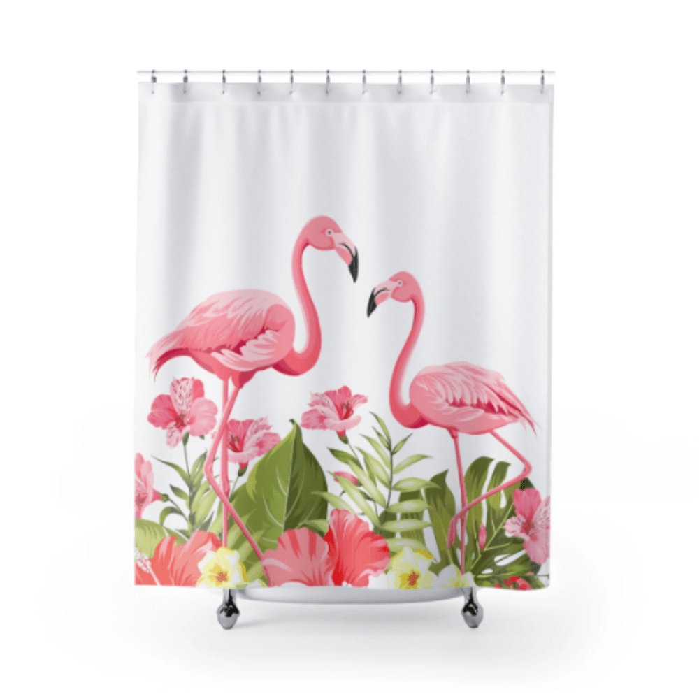 Kate McEnroe New York Flamingo Tropical Flowers Shower CurtainsShower Curtains29168609226645754505