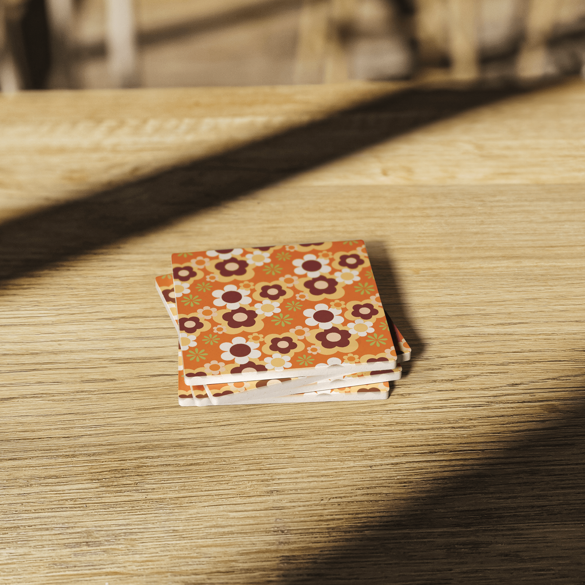 Kate McEnroe New York Flower Power Retro 70s Groovy Daisy Floral Drink Coaster SetCoasters7021