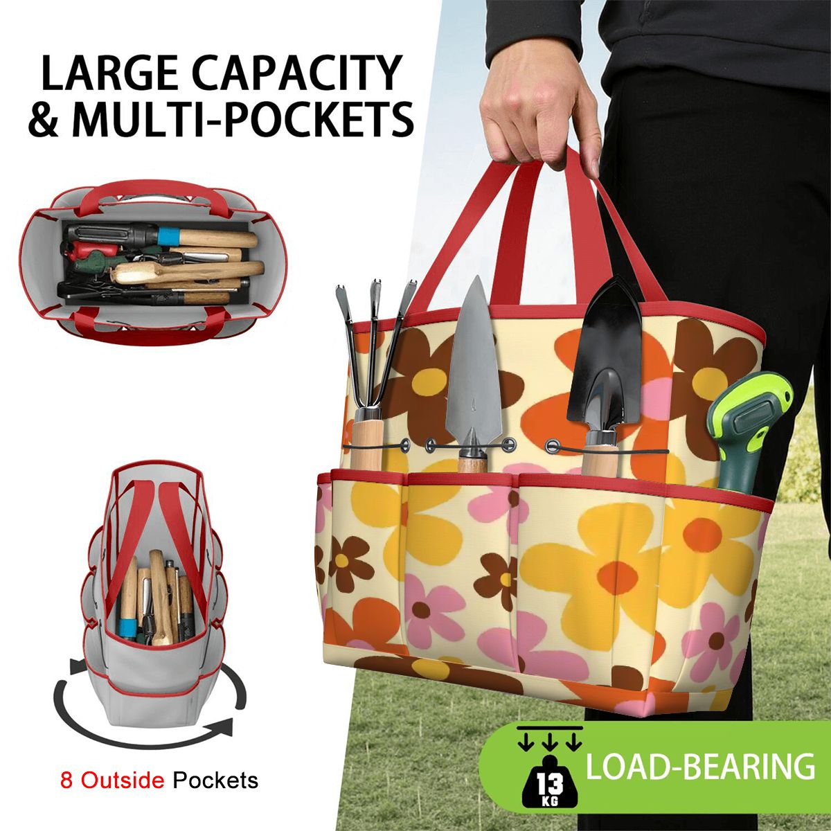 Kate McEnroe New York Flower Power Retro 70s Groovy Daisy Garden Tool Bag OrganizerGarden Tool Bagk7UWObHkGV