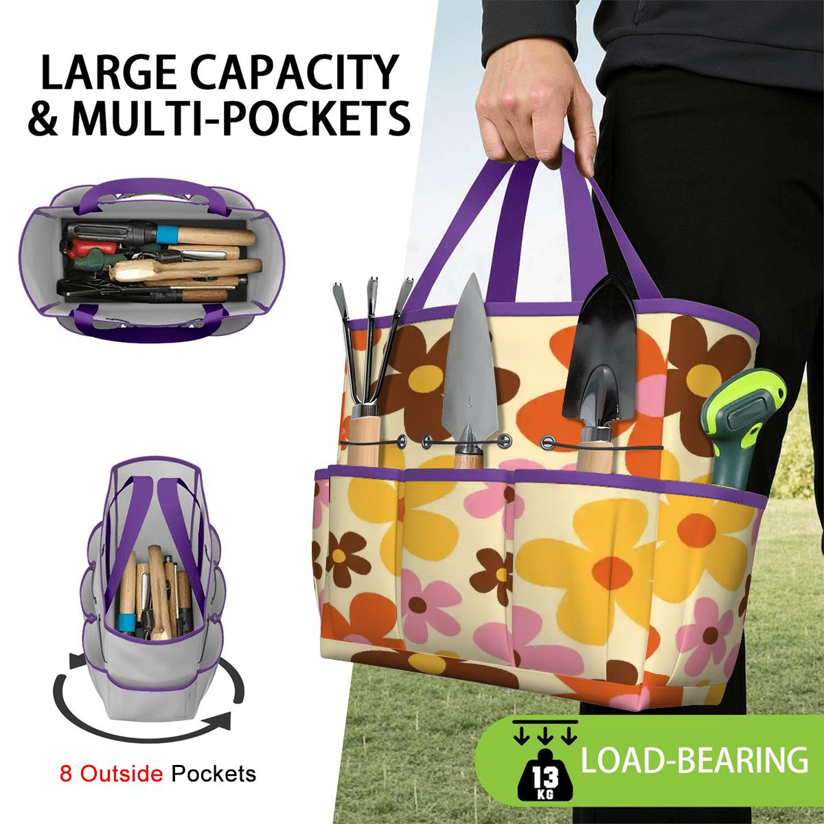 Kate McEnroe New York Flower Power Retro 70s Groovy Daisy Garden Tool Bag OrganizerGarden Tool BagtWgDUG8Q9q